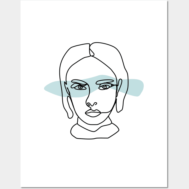 Minimal Line Drawing Female Face Wall Art by Art Designs